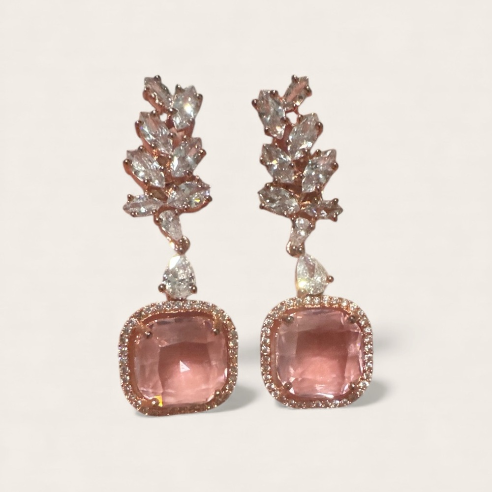 Elegant Pink and Silver Earrings